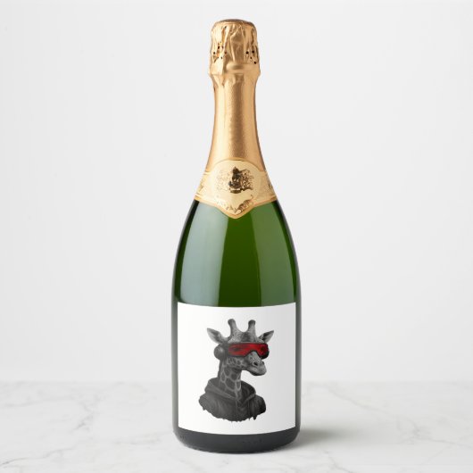 Abstracte rode en zwarte giraffe Classic T-Shirt Sparkling Wijnetiket (Voorkant)