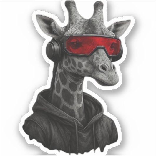 Abstracte rode en zwarte giraffe Classic T-Shirt Sticker (Voorkant)