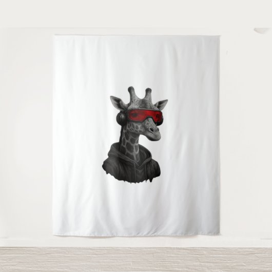 Abstracte rode en zwarte giraffe Classic T-Shirt Wandkleed (Voorkant)