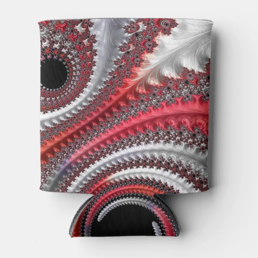 Abstracte rode en zwarte gradiënt wervelfractal blikjeskoeler (Voorkant)