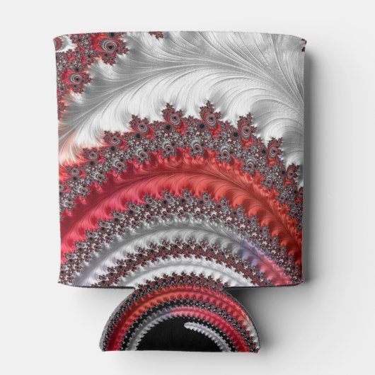 Abstracte rode en zwarte gradiënt wervelfractal blikjeskoeler (Achterkant)