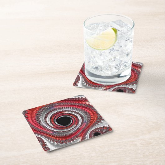 Abstracte rode en zwarte gradiënt wervelfractal kartonnen onderzetters (Insitu)