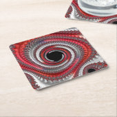 Abstracte rode en zwarte gradiënt wervelfractal kartonnen onderzetters (Schuin)