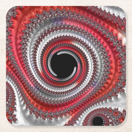 Abstracte rode en zwarte gradiënt wervelfractal kartonnen onderzetters (Voorkant)