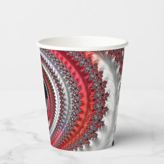 Abstracte rode en zwarte gradiënt wervelfractal papieren bekers (Achterkant)
