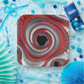 Abstracte rode en zwarte gradiënt wervelfractal papieren bordje (Feest)