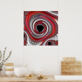 Abstracte rode en zwarte gradiënt wervelfractal poster (Keuken)
