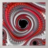 Abstracte rode en zwarte gradiënt wervelfractal poster (Voorkant)