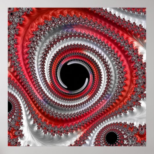 Abstracte rode en zwarte gradiënt wervelfractal poster (Voorkant)