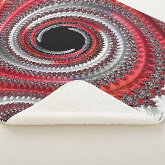 Abstracte rode en zwarte gradiënt wervelfractal sherpa deken (3/4)