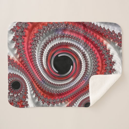 Abstracte rode en zwarte gradiënt wervelfractal sherpa deken (Voorkant (horizontaal))