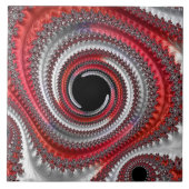 Abstracte rode en zwarte gradiënt wervelfractal tegeltje (Voorkant)