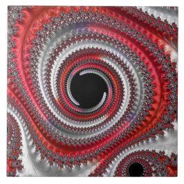 Abstracte rode en zwarte gradiënt wervelfractal tegeltje