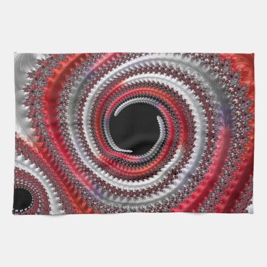 Abstracte rode en zwarte gradiënt wervelfractal theedoek (Horizontaal)