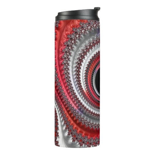 Abstracte rode en zwarte gradiënt wervelfractal thermosbeker (Gedraaid links)