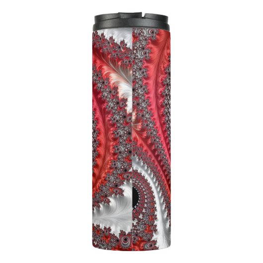 Abstracte rode en zwarte gradiënt wervelfractal thermosbeker (Achterkant)