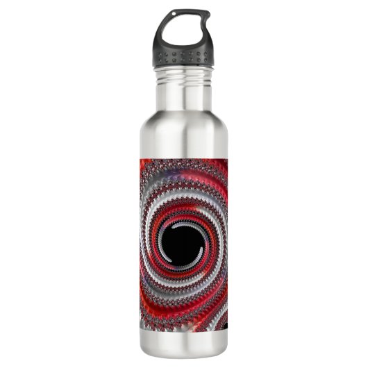 Abstracte rode en zwarte gradiënt wervelfractal waterfles  (Voorkant)