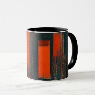 Abstracte rode en zwarte kunst mok