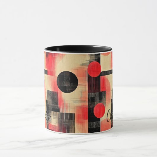 Abstracte rode en zwarte Mok - gepersonaliseerde a (Midden)