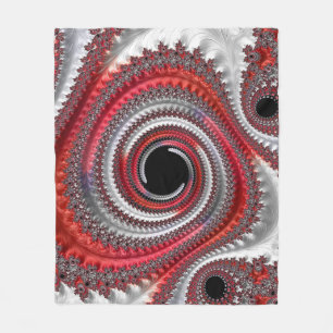 Abstracte rode en zwarte verlopende spiraalfractal fleece deken
