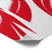 Abstracte rode gebogen lijnen op lichtgrijze achte poster (Hoek)