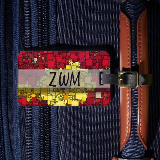 Abstracte rode, gele en goudmakerij bagagelabel (Voorkant Insitu 4)