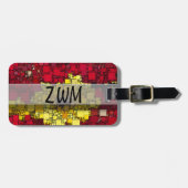 Abstracte rode, gele en goudmakerij bagagelabel (Voorkant horizontaal)