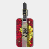 Abstracte rode, gele en goudmakerij bagagelabel (Voorkant verticaal)