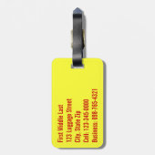 Abstracte rode, gele en goudmakerij bagagelabel (Achterkant verticaal)