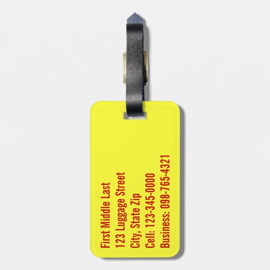 Abstracte rode, gele en goudmakerij bagagelabel (Achterkant verticaal)