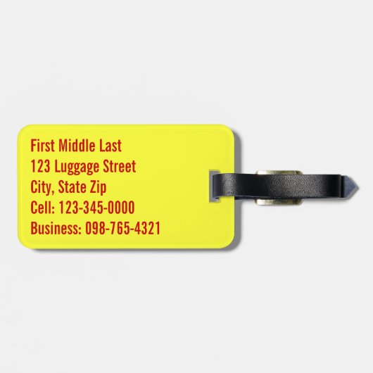 Abstracte rode, gele en goudmakerij bagagelabel (Achterkant horizontaal)