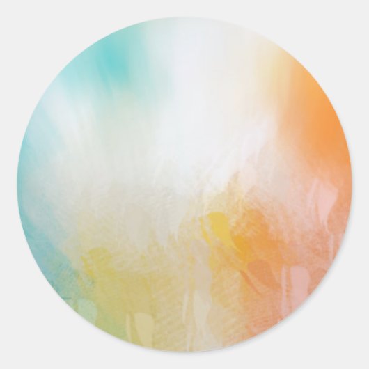 Abstracte rode gele Oranje blauwe kleurige Sjabloo Ronde Sticker (Voorkant)