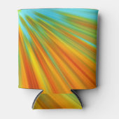 Abstracte rode gele oranje groene strepen op blauw blikjeskoeler (Voorkant)