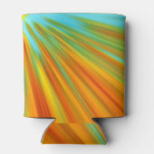 Abstracte rode gele oranje groene strepen op blauw blikjeskoeler (Achterkant)