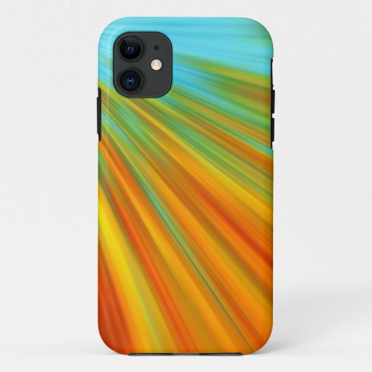 Abstracte rode gele oranje groene strepen op blauw Case-Mate iPhone case (Achterkant)