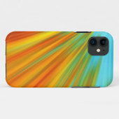 Abstracte rode gele oranje groene strepen op blauw Case-Mate iPhone case (Achterkant (horizontaal))