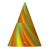 Abstracte rode gele oranje groene strepen op blauw feesthoedjes (Links)