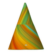 Abstracte rode gele oranje groene strepen op blauw feesthoedjes (Rechts)