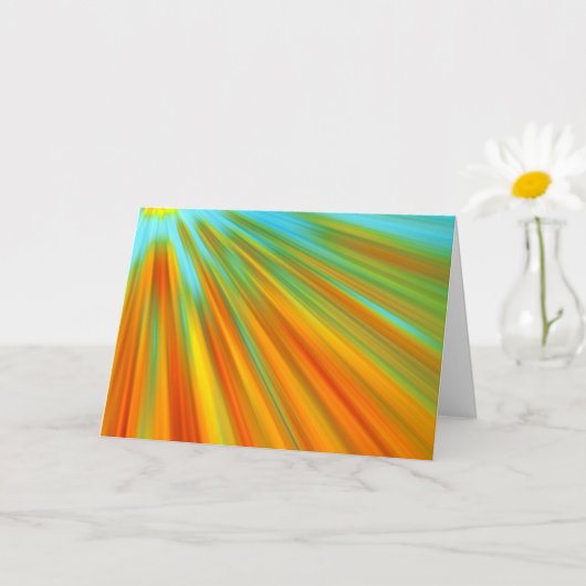 Abstracte rode gele oranje groene strepen op blauw kaart (Kleine Plant)