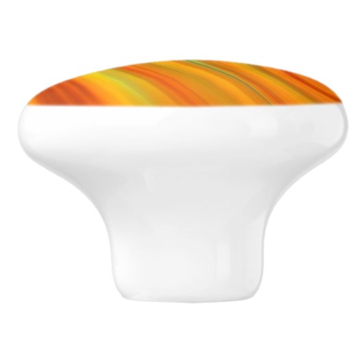 Abstracte rode gele oranje groene strepen op blauw keramische knop (Zijkant)