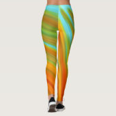 Abstracte rode gele oranje groene strepen op blauw leggings (Achterkant)