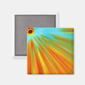 Abstracte rode gele oranje groene strepen op blauw magneet (Voorkant / Achterkant)