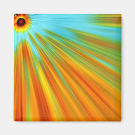 Abstracte rode gele oranje groene strepen op blauw magneet