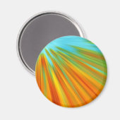 Abstracte rode gele oranje groene strepen op blauw magneet (Voorkant / Achterkant)
