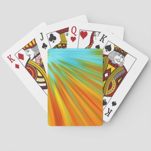 Abstracte rode gele oranje groene strepen op blauw pokerkaarten (Achterkant)