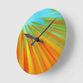 Abstracte rode gele oranje groene strepen op blauw ronde klok (Hoek)