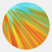 Abstracte rode gele oranje groene strepen op blauw ronde sticker (Voorkant)