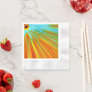 Abstracte rode gele oranje groene strepen op blauw servet