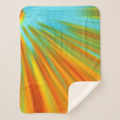 Abstracte rode gele oranje groene strepen op blauw sherpa deken (Voorkant)