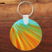 Abstracte rode gele oranje groene strepen op blauw sleutelhanger (Voorkant)